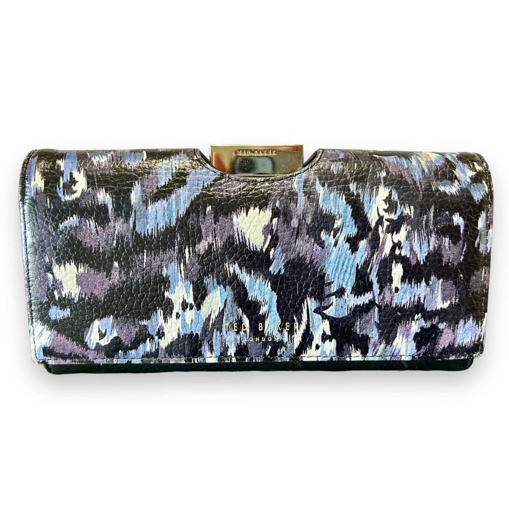 Ted Baker Keemia Urban Blue Print Black Large Wallet Purple print clutch